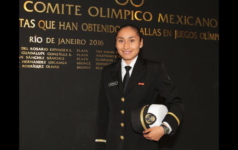 Lupita González en la ceremonia de conmemoración de los 30 años de la fundación de Medallistas Olímpicos de México. NTX / I. Hernández