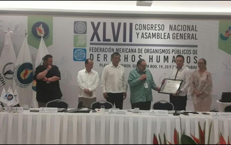 Imagen de la ceremonia de reconocimiento de la Federación Mexicana de Organismos Públicos de Derechos Humanos. ESPECIAL