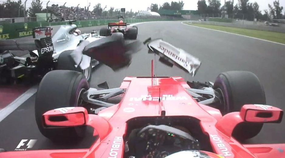 El contacto entre Hamiton, Vettel y Verstappen, se encuentra bajo investigación. TWITTER/@F1