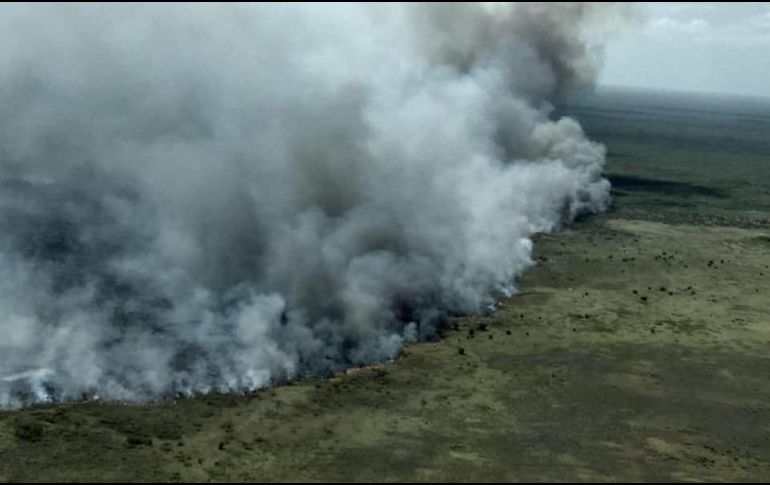 El incendio afectó Sian Ka'an, inscrita por la Unesco en la lista del patrimonio mundial de la humanidad. TWITTER@CONANP_mx/ARCHIVO