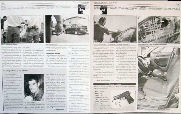 INVESTIGACIÓN.  Imágenes del día del asesinato y la recreación de los hechos en 2004. Alianza de medios mx