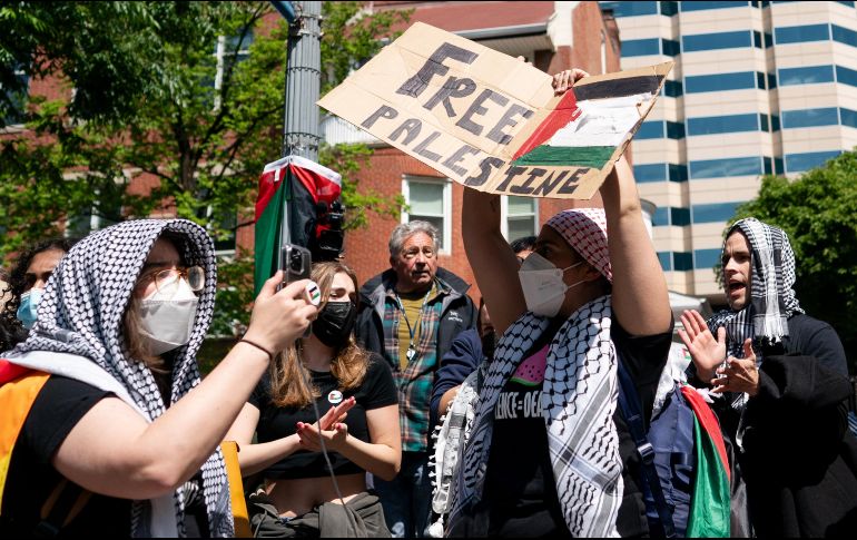 La protesta ha sido organizada por diferentes grupos, incluido el Movimiento de la Juventud Palestina y la organización de izquierdas 'Codepink'. Xinhua/ L. Jie.