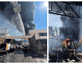 El incendio en una fábrica del Álamo Industrial en Tlaquepaque siendo atendido. ESPECIAL / Protección Civil